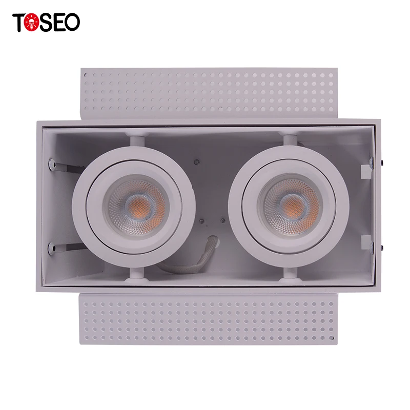 Square Cob Led  Spot Light  Double Headed Down Light White Trimless Anti Glare Downlight