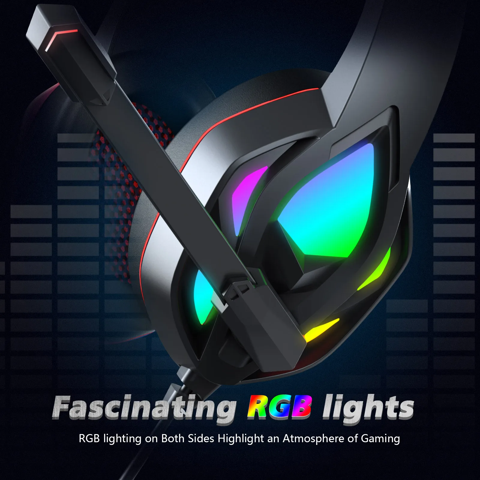 H100 head-mounted gaming headset dual noise reduction microphone with RGB lighting Compatible with computer xbox one ps4