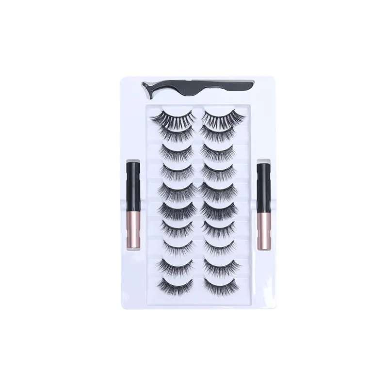 
Quick shipping Hot selling High Quality waterproof Eyelashes And Eyeliner 10 Pairs Magnetic Eyelash Eyeliner Suit 