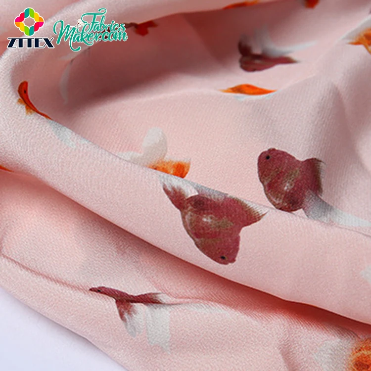 Custom digital printing polyester silk yarn cheap price natural fabric satin silk