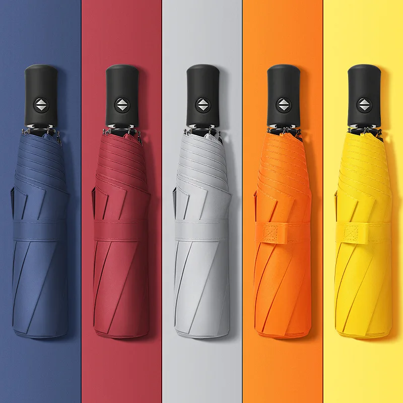 LM-L high quality Custom logo 21 Inch 8 Ribs Wholesale 3 Fold Automatic Umbrella Custom Design Umbrella