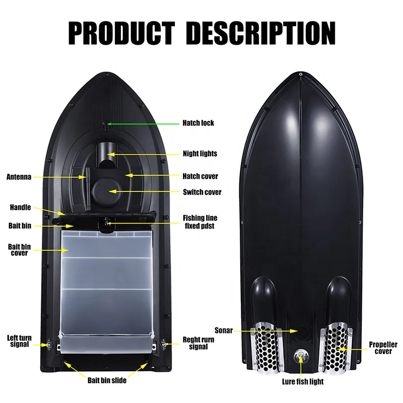 Jabo 2b 2bg 10A 20A Abs Hull Rc Remote Control Auto Return Sonar Detector Fish Finder Carp Fishing Bait Boat Baitboat Gps
