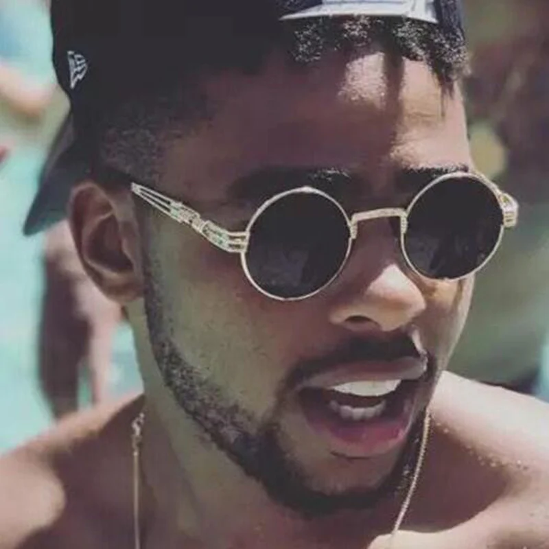 Gothic Steampunk Round Sunglasses Men Women Alloy Eyeglasses Circle Shape Brand Designer Sun glasses Mirror High Quality UV400