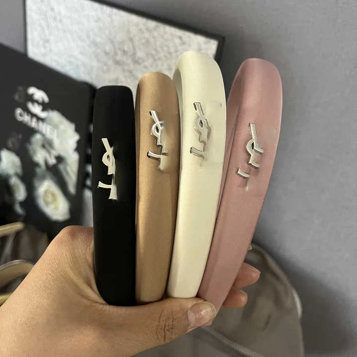 Fashion Hairband New Arrival 2cm Sponge Padded Famous Brand Satin Fabric Designer Headband For Women Girls