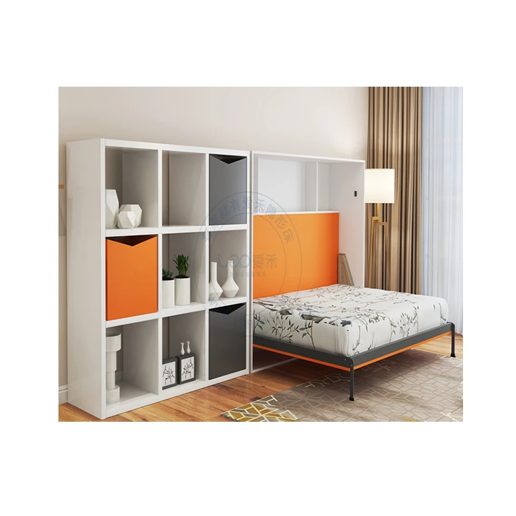 Motor driven side mount wall mounted bed horizontal pull down murphy single beds cabinet for sale