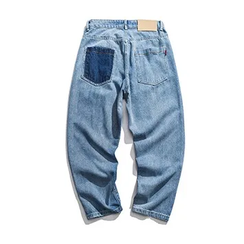 Factory Wholesale 100% cotton new design fashion street style men loose straight casual men jeans trouser