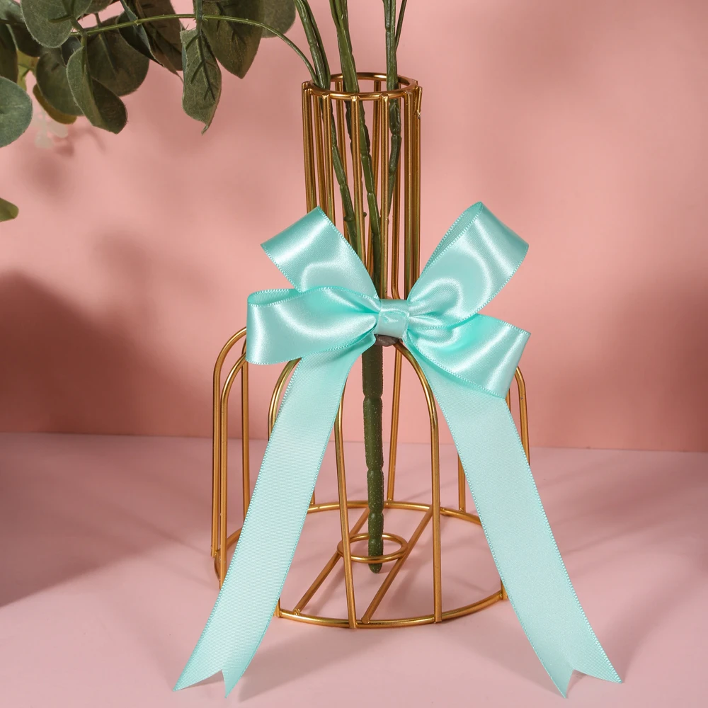 Factory Ribbon Bows Wholesale printed Customized Pretied Premade Red Black Satin Ribbon Bows for gift packing