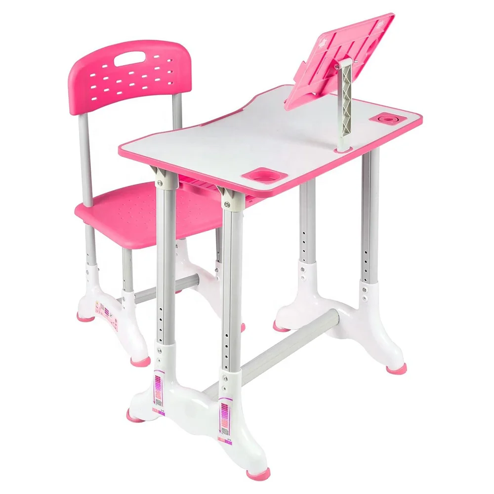 Factory Wholesale New Ergonomic Children Smart Table Height Adjustable Kids Study Desk And Chair Set Pink Girl Study Table