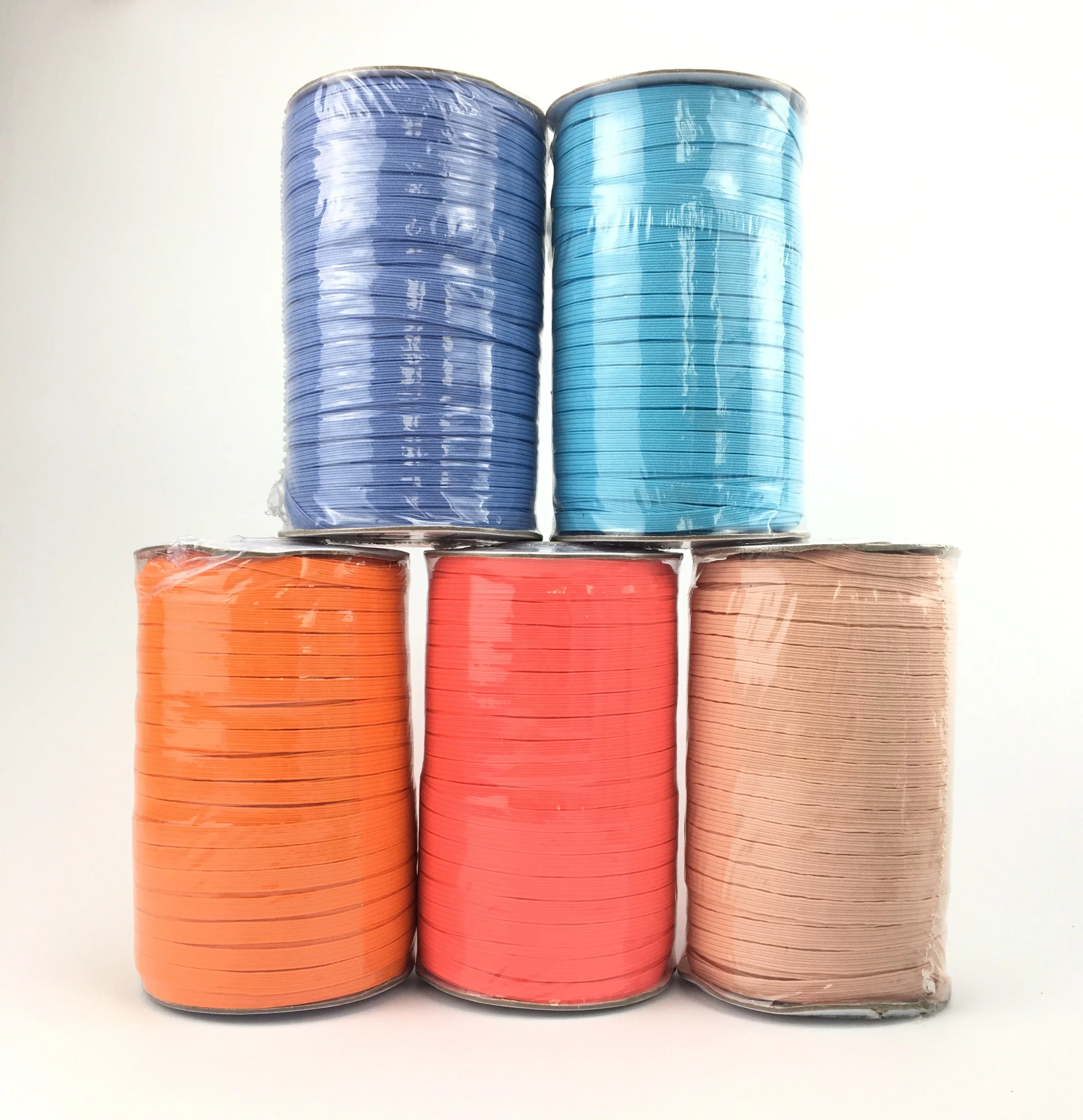 Wholesale high quality 1/4 inch 6mm colorful woven elastic band knitted rubber elastic braid band for garment sewing