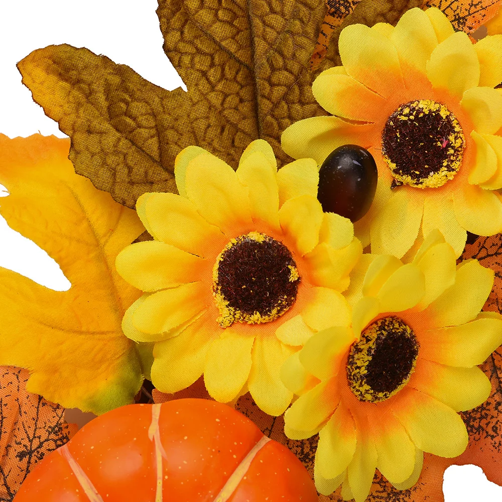 50cm Halloween Wreath Pumpkin Berry Decoration Maple Garland Rattan Artificial Fall Wreath Front Door Home Decor Thanksgiving