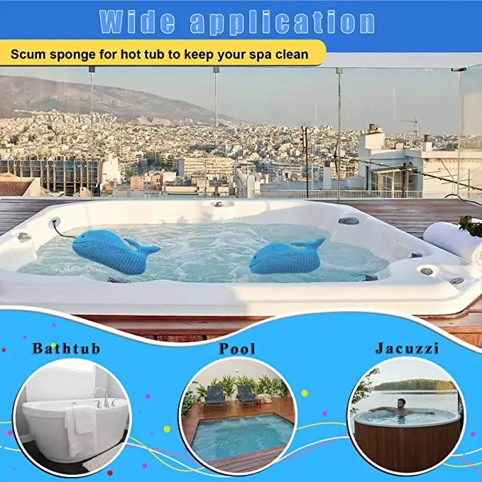 Reusable hot tub scum absorber for spa hot tub