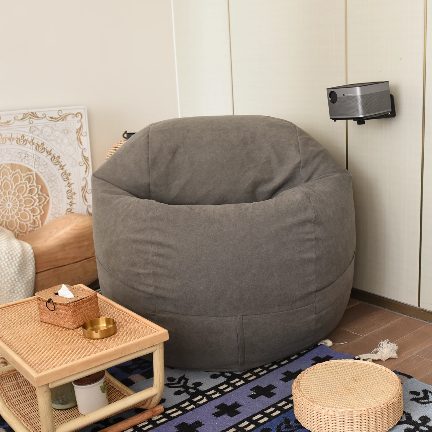 Huge Cinema Room Compressed Foam Sofa Poly Flannelette Fashion Bean Bag Lounge Chairs