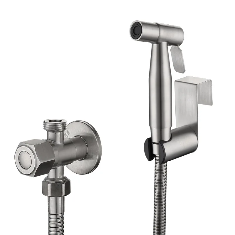 Muslim Bathroom Accessories Faucet Mixer Kit SUS 304 Handheld Self Cleaning Bidet Shattaf Toilet Shower Sprayer Set