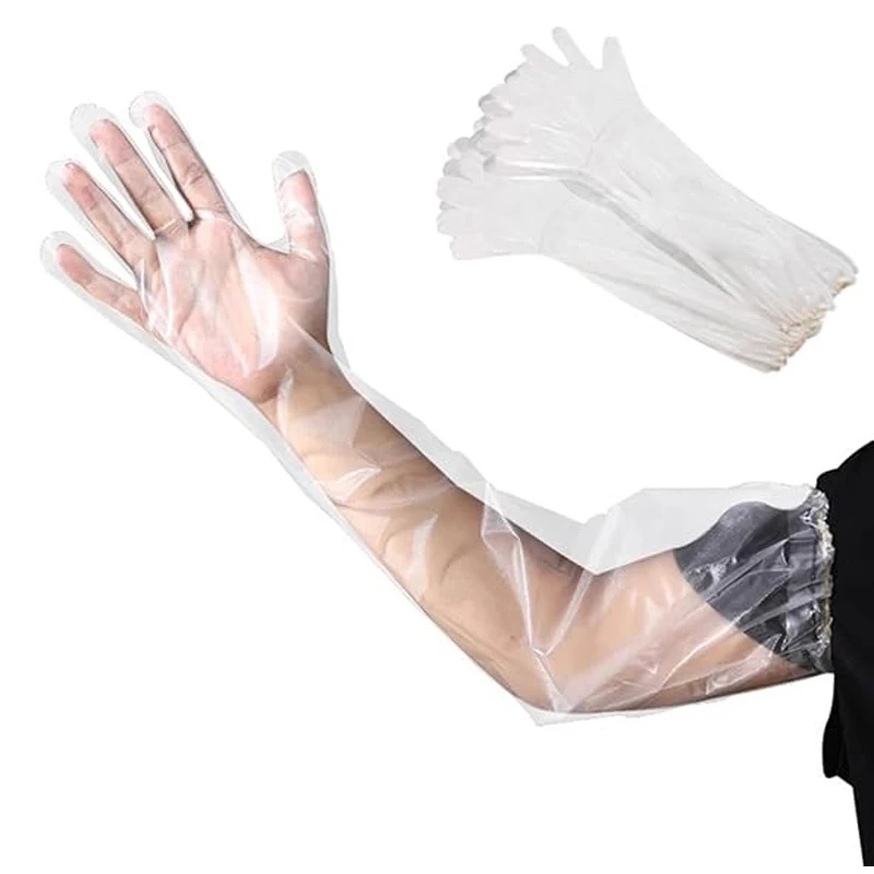 Long Glove Field Dressing Gutting Deer Gloves Disposable Long Shoulder Gloves Transparent
