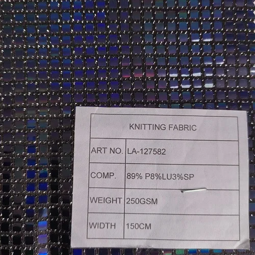 China Factory Pleated Fabric punching knitted 89%polyester 3%spandex silver lurex with metallic sequins fabric for dress