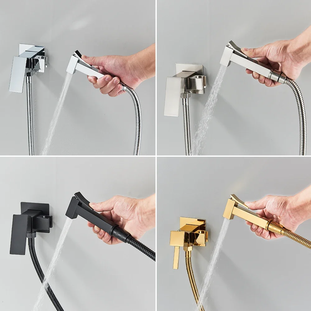 Rose Golden Bathroom Bidet Faucet Rose Gold High Pressure Bidet Sprayer High Quality Toilet Washer Bidet Wall Mounted Faucet