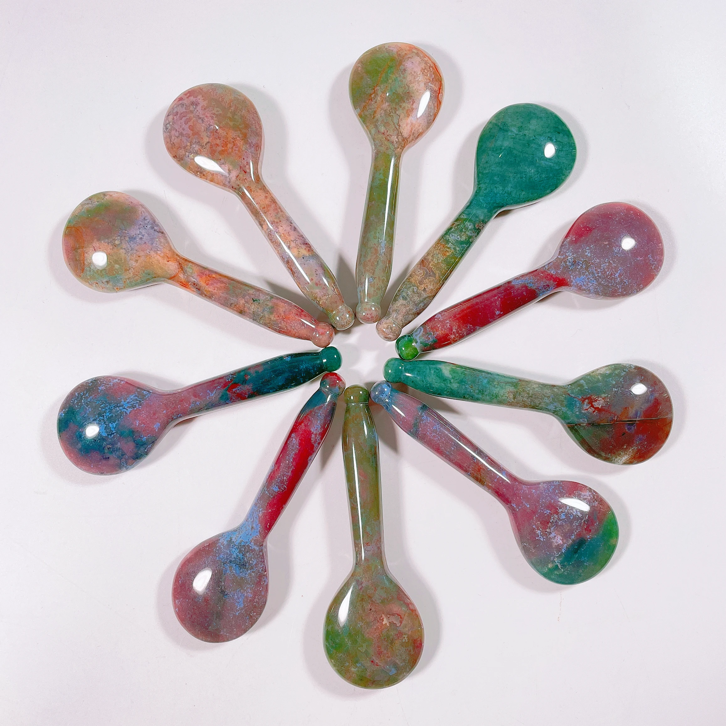 Huiying Cheap Price Indian Agate Spoon Gem Guasha Face Massage Board Tool