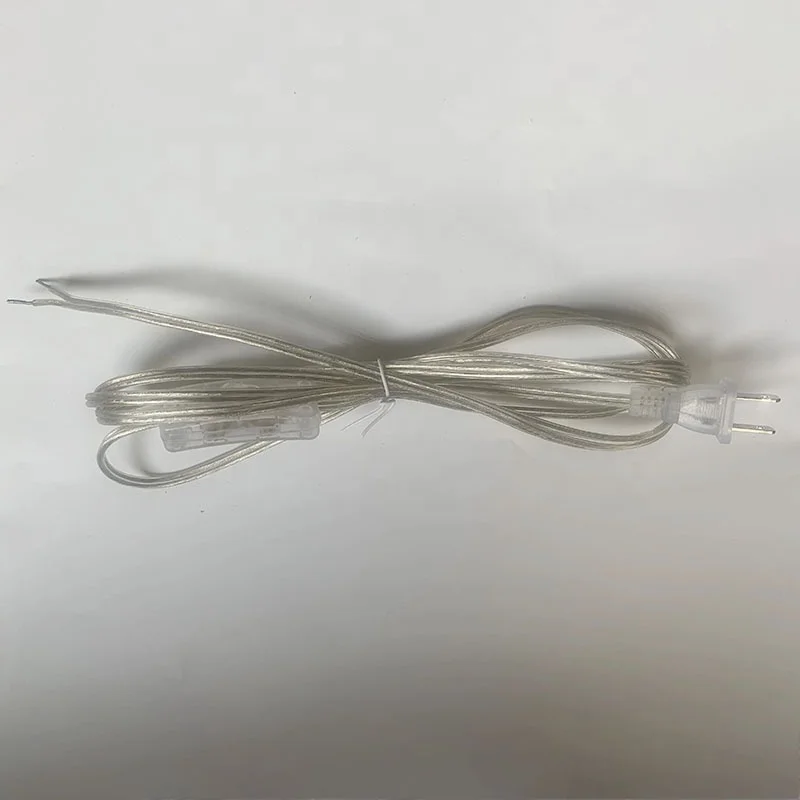 Power Cord In Line Rocker Switch Transparent Plug Clear American Australian European UK Japan Power Cable Copper Wire