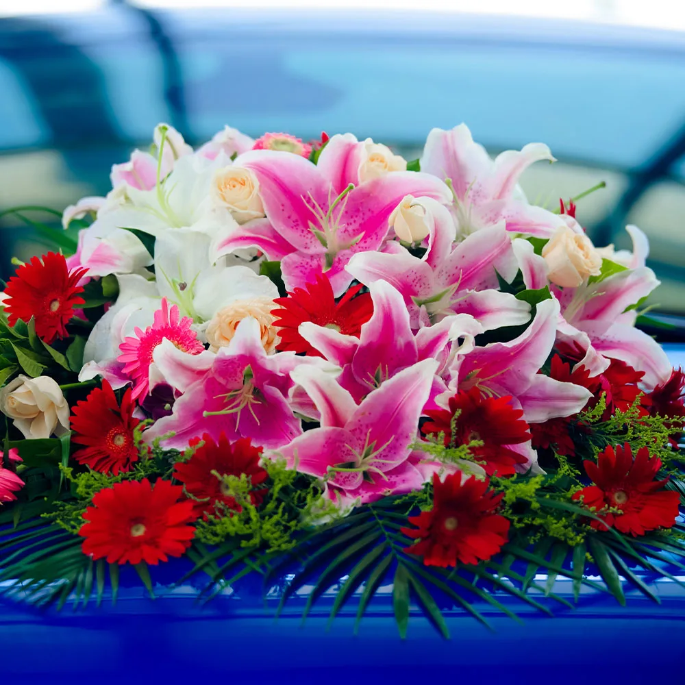 Wholesale Silk Faux Floral Lilium Artificial Lily 2 Big Heads Lily Flower For Home Wedding Decoration