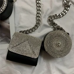 hot sale PU fashion lady bag 3pcs shinning stone decoration waist belt
