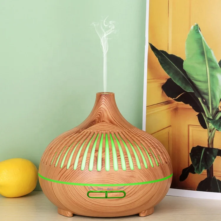 500ml remote control wood grain aroma diffuser mist humidifier air humidifier with colorful change night light BT speaker