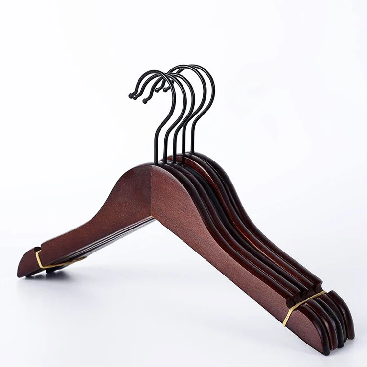 Customized logo of clothing store, luxurious wooden hangers, pants clips, clothing display hangers, pants clips, hanging clips