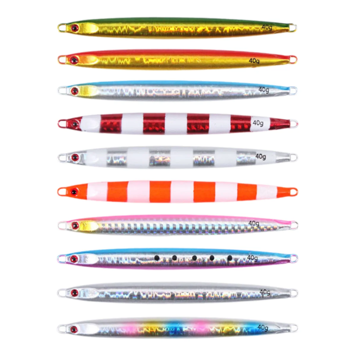 10g/20g/30g/40g/60g/80g/100g Lead Metal Jig 6 Colors Artificial Bait Fast Sinking Lead Fishing Lures