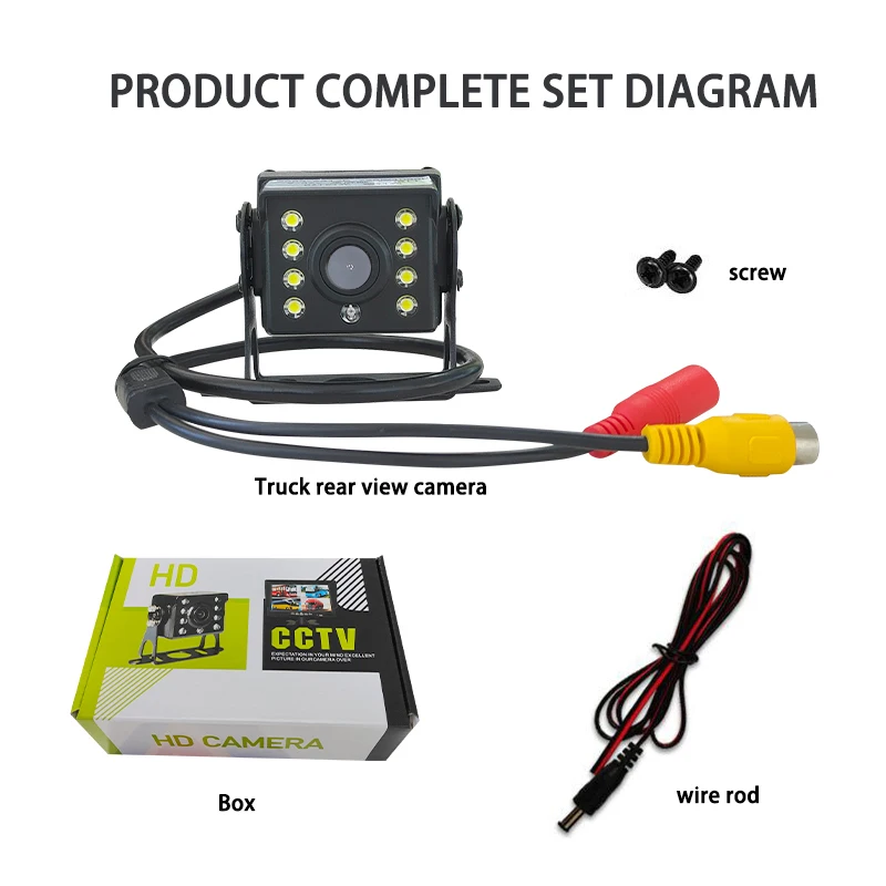 truck 8 LED lights reverse camera HD night vision Waterproof Universal use for buses, RVs, forklifts rear view camera for truck