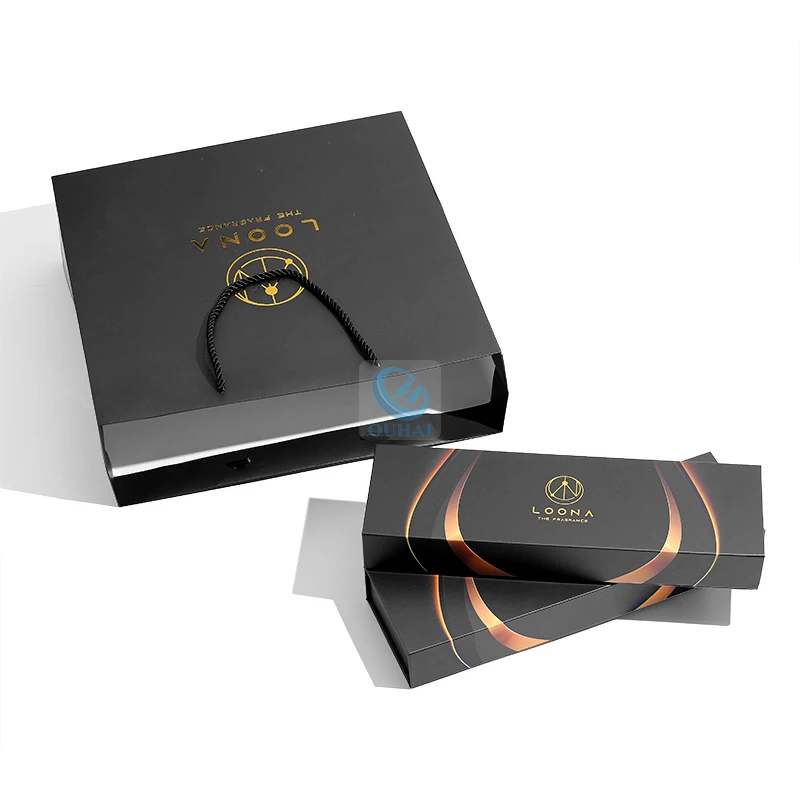 Wholesale recyclable paper packaging Custom Printed Handmade Luxury Rigid Paper Cardboard Black Simple Magnetic Gift Box to EVA