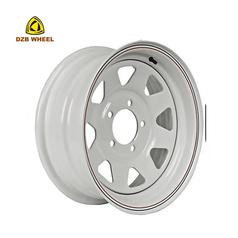 Adorable quality steel trailer wheel white strips trailer rim high loading 14x6 8 spoke 10 modular