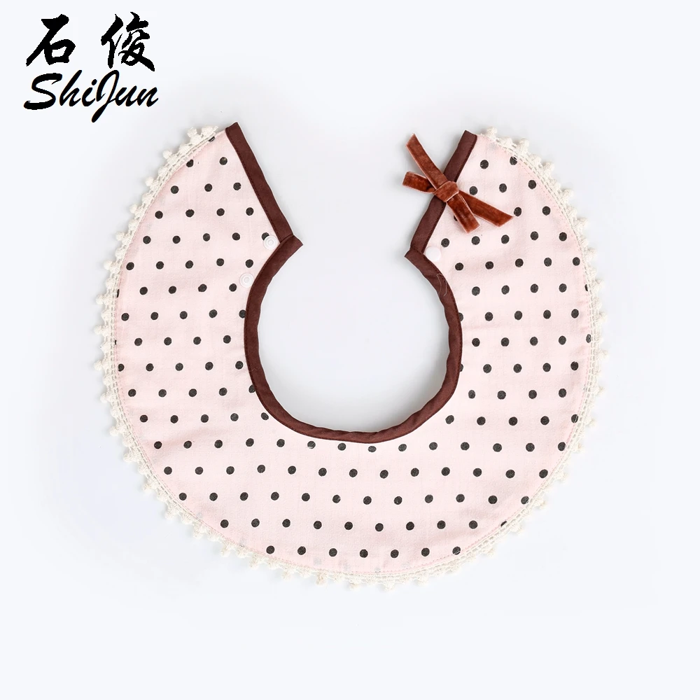 
Shijun Lovely Lace Full Circle Newborn Toddler Cotton Baby Bibs Girls ruffled Round Saliva Towel Kids Feeding Bib 