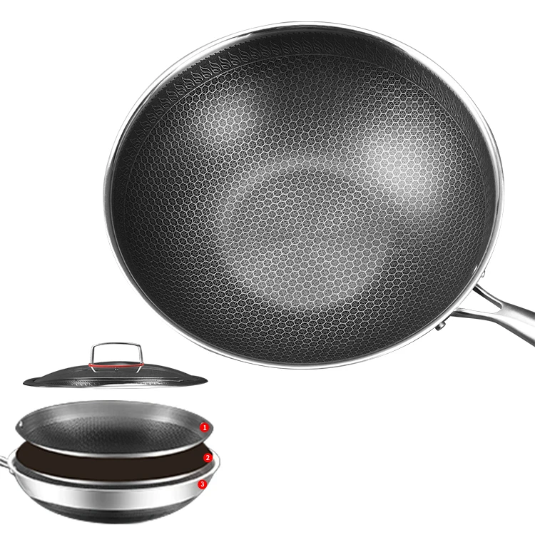 201 China Induction Cooker Honeycomb Stainless Steel Wok