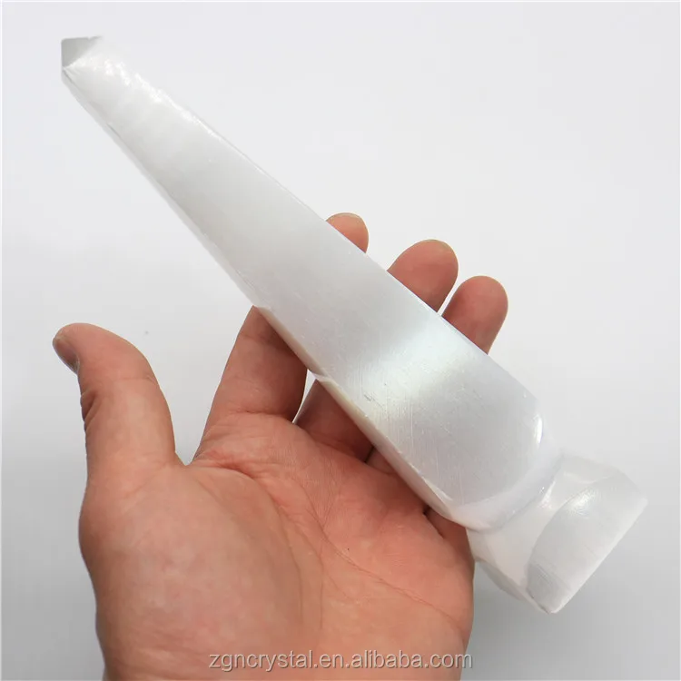 Robin Crystal Wholesale Gypsum Gemstone Tower 8 inch Natural White Crystals Healing Selenite Tower for reiki