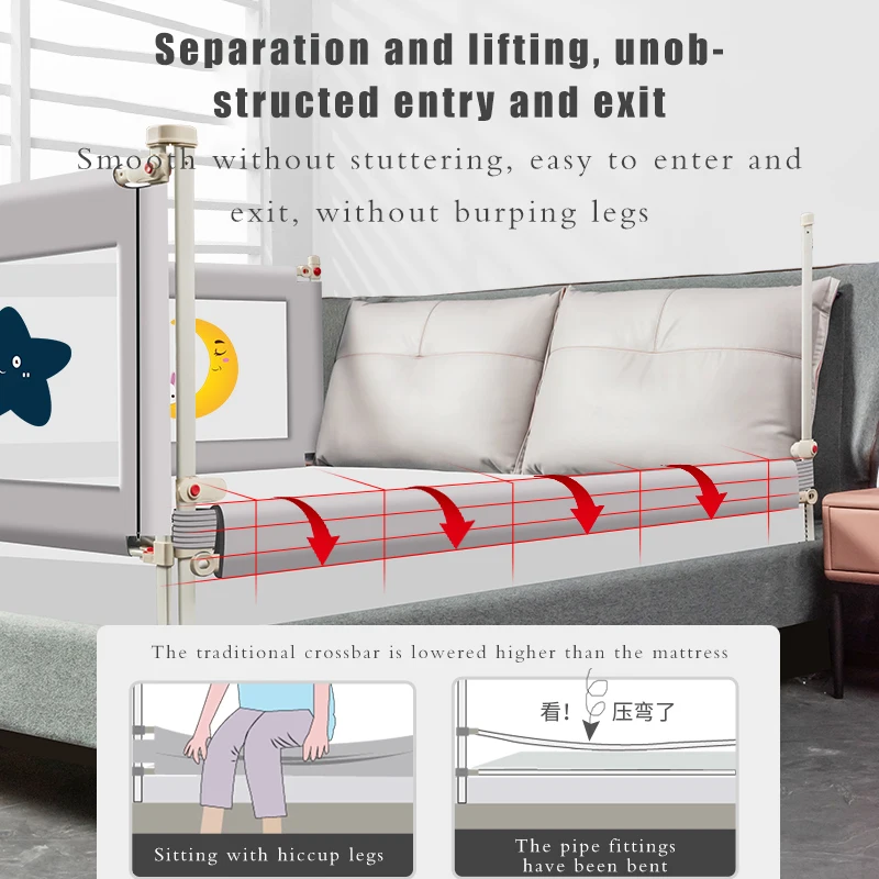 Luxury Foldable Portable Bedrail Kids Railing Protection Toddler Guard Fence Baby Safety Barrier Bed Rail