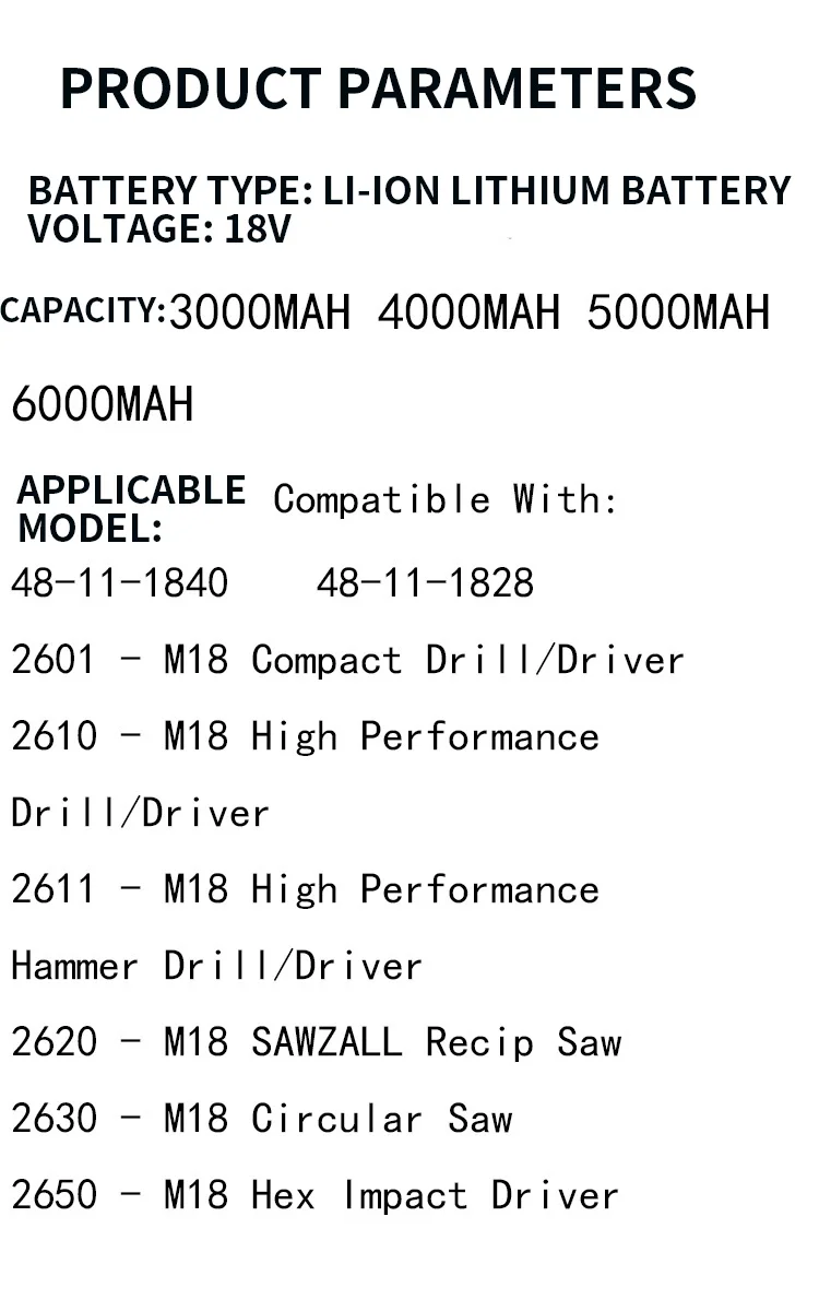MeiKeLa  18V 6.0Ah Li-ion battery C18B Li18 M18B XC Power tool battery for  18V battery m 18