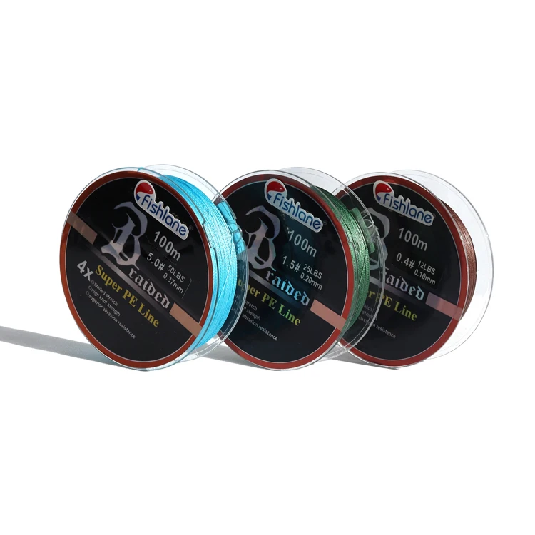 Custom Label 5 Colors 100m 150m 4 Strand Blue green PE Braided 4X Fishing Lines