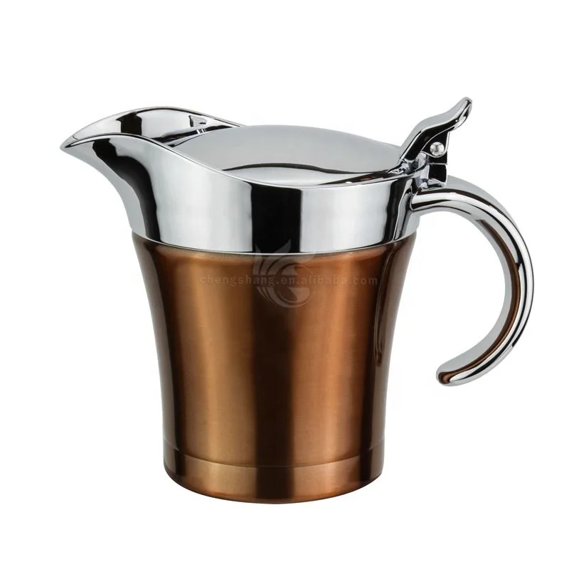 Stainless Steel Insulated Gravy Boat Thermal Vacuum Sauce Serving Jug Kitchen Gravy Pourer Pot