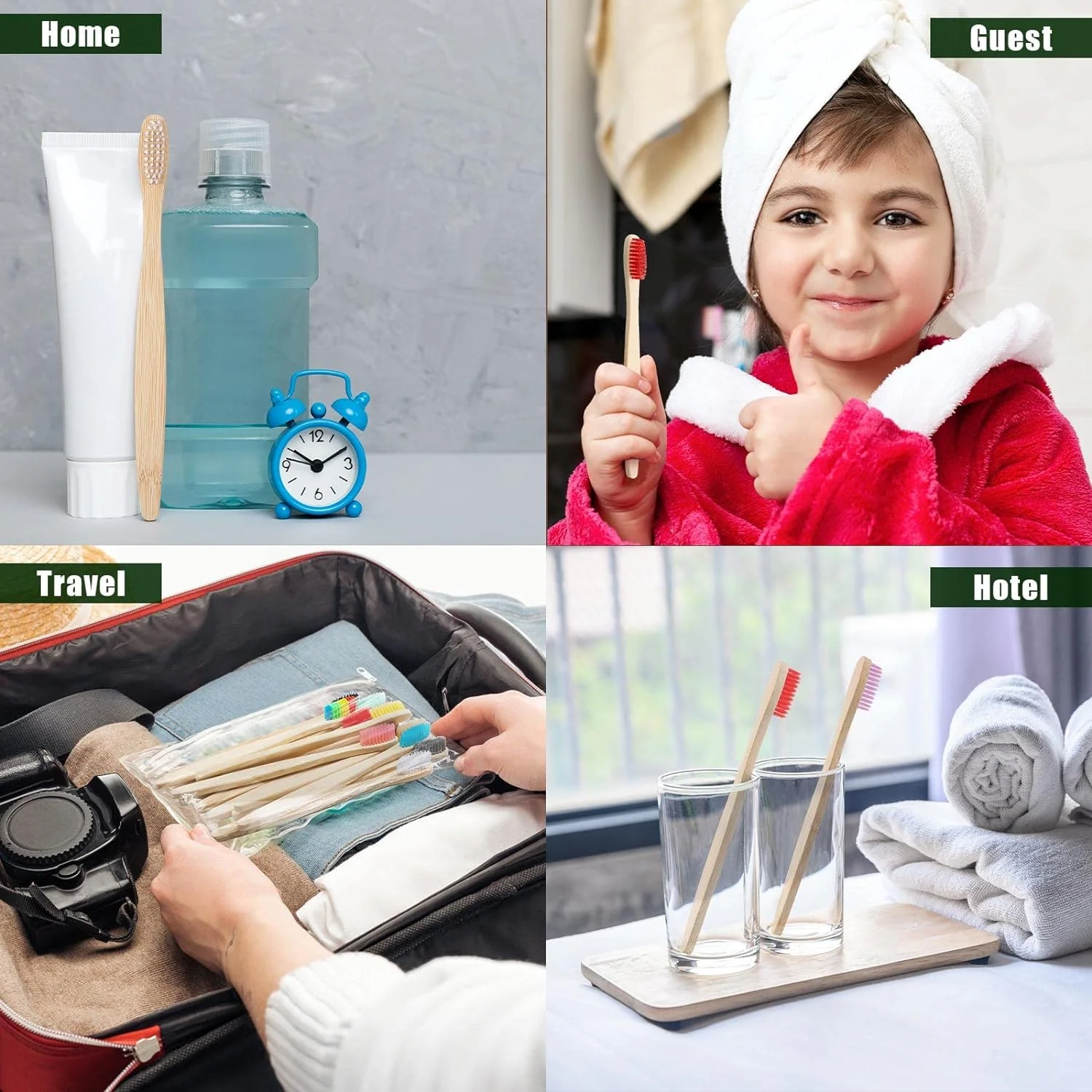 10 Pack BPA Free Soft Bristles Toothbrushes Eco-Friendly Compostable Natural Wooden Bamboo Toothbrush