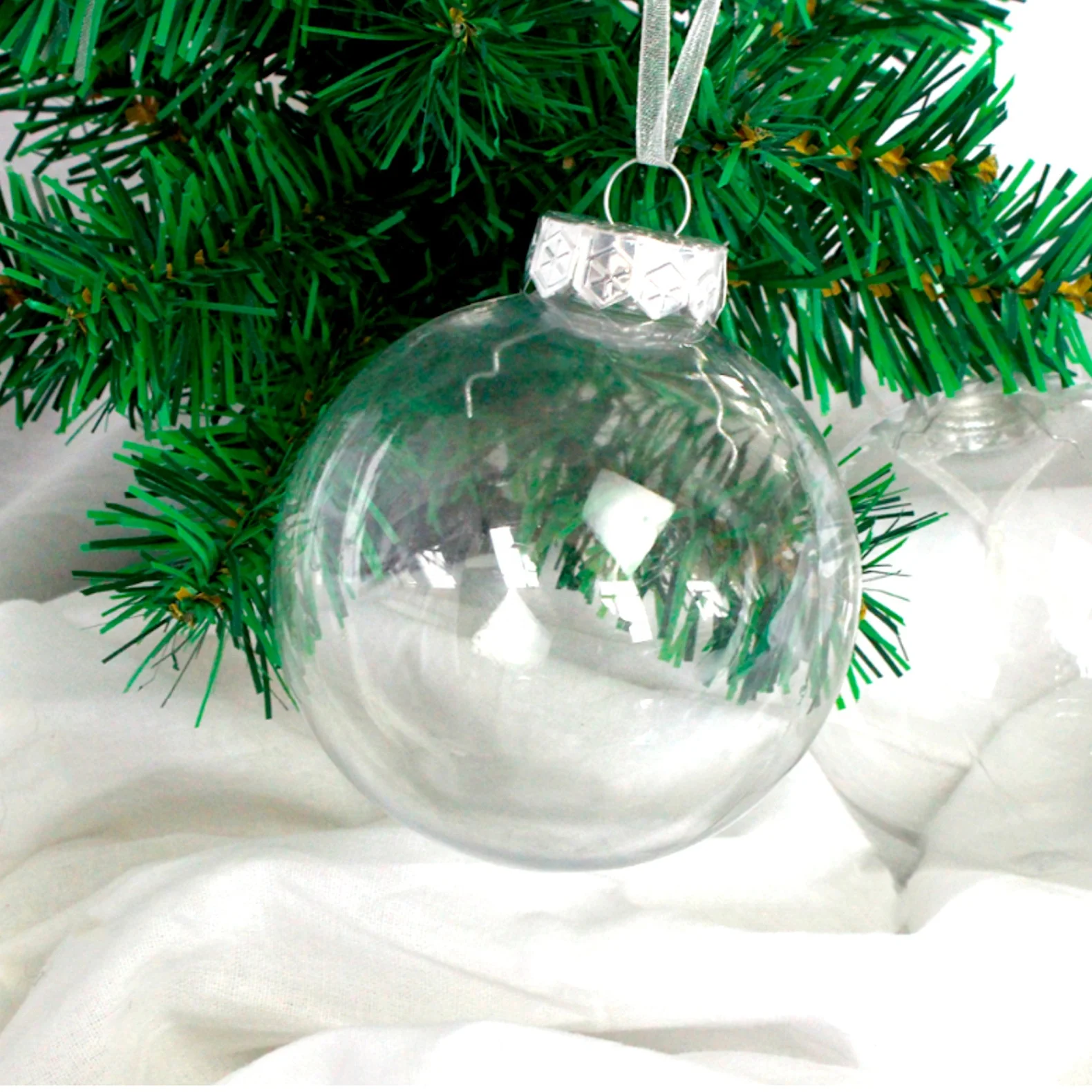 Christmas Clear Baubles Fillable Shatterproof Transparent Ball DIY Ornament Holiday Home Wedding Pendant Xmas Trees Party Decor