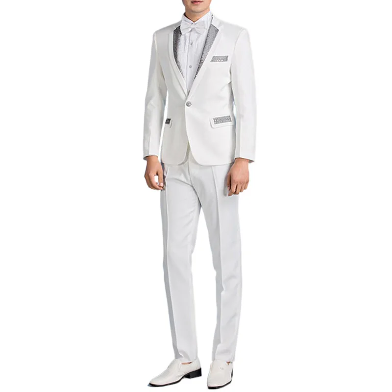 African National Slim Formal Official Pent And Coat Marriage White Wedding Suits For Men