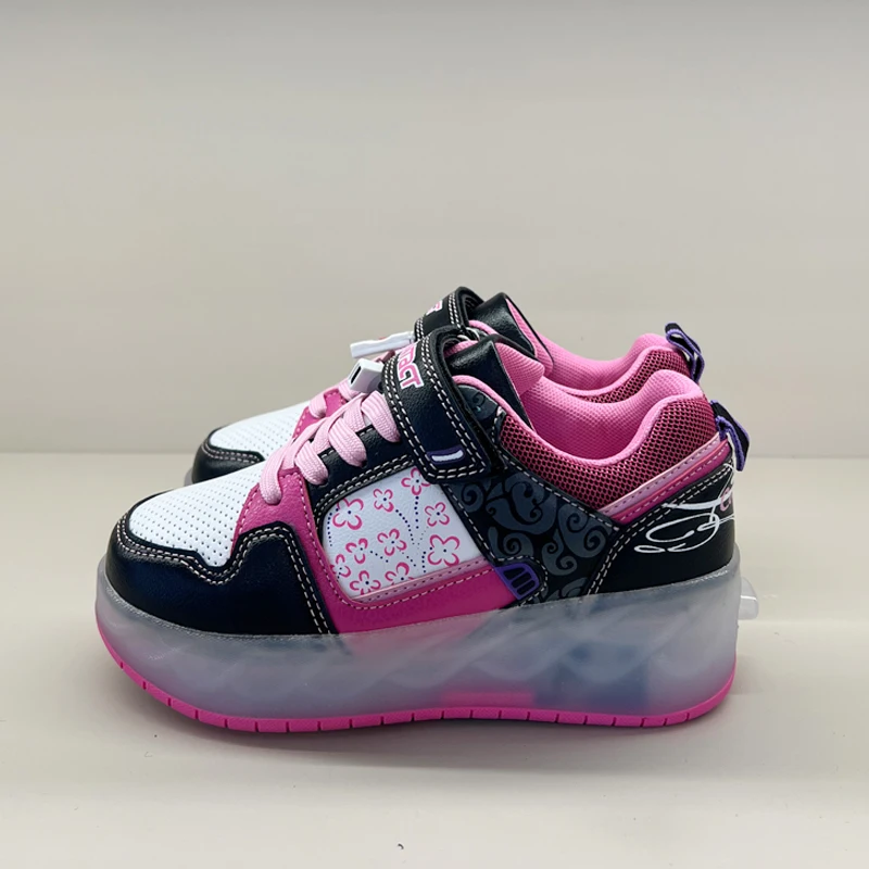 Boys Girls Single LED Flashing Lamp Luminous 2 wheels skate roller shoes for Big kids Adult