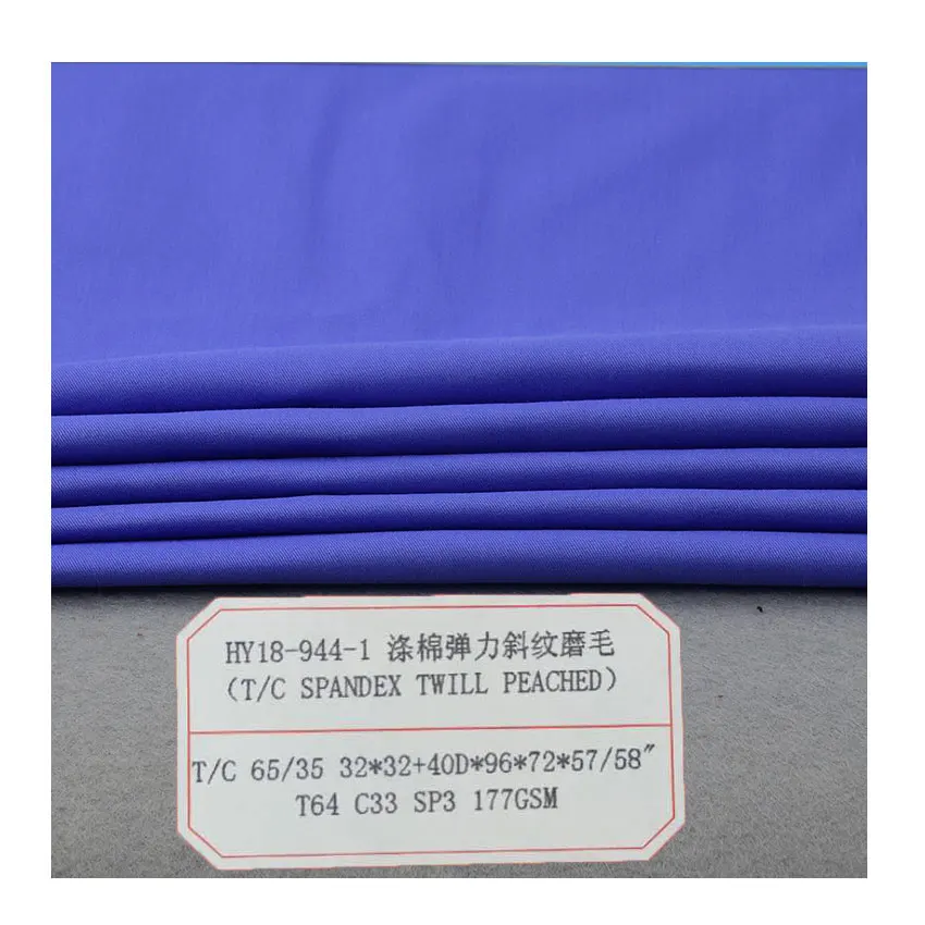 Customize fabrics T/C65/35 32*32+40D T64 C33 SP3 140GSM polyester cotton weft stretch fabrics for garment shirt trousers