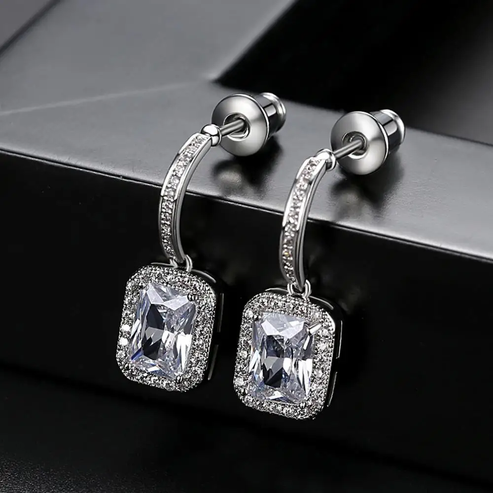 LUOTEEMI High Quality Minimalist Earrings Jewelry Women Earrings Square Geometric Drop Earings