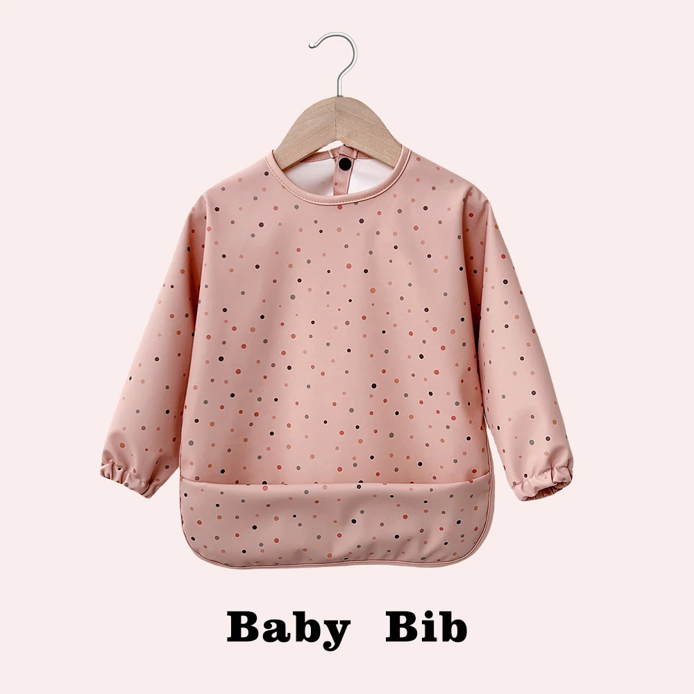 hot selling low price lovely waterproof PU feeding bibs baby full cover long sleeve overalls