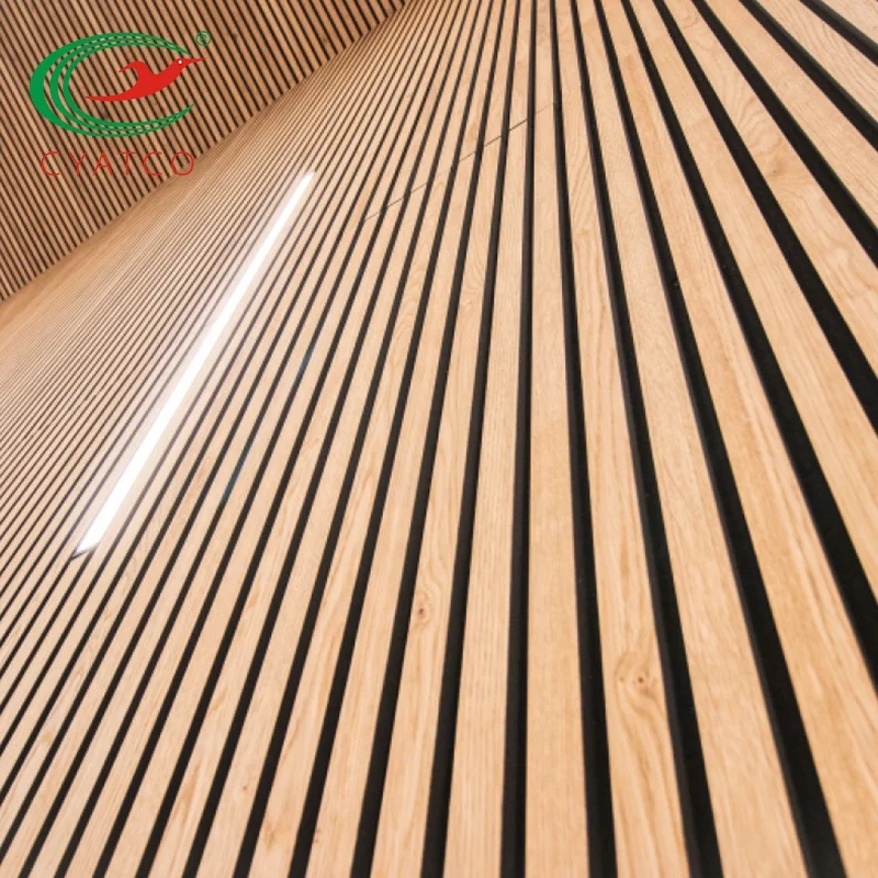 Natural Oak  wooden batten acoustic felt board Easy Install Soundproofing Interior Ideas wood wall acoustic panel