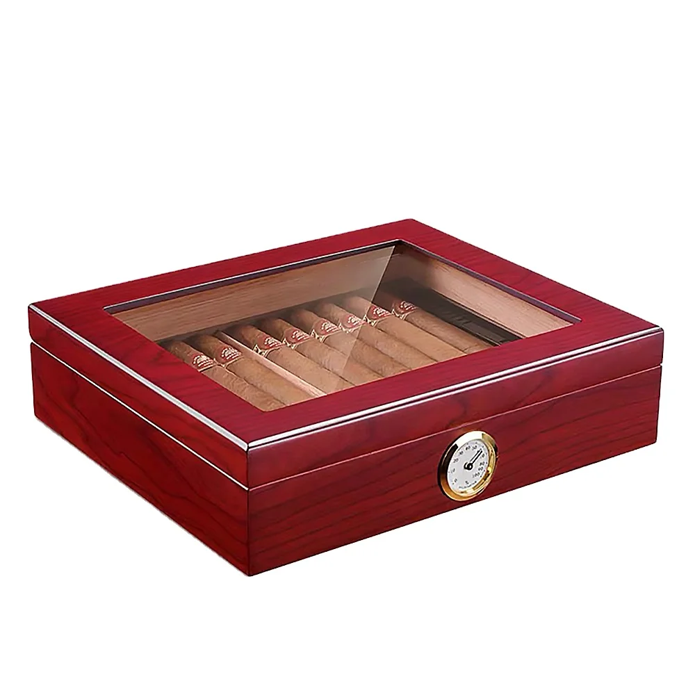 Hot Production Cedar Material Case Lacquer Cover Acrylic  Box Cigar Humidor  For  High Click