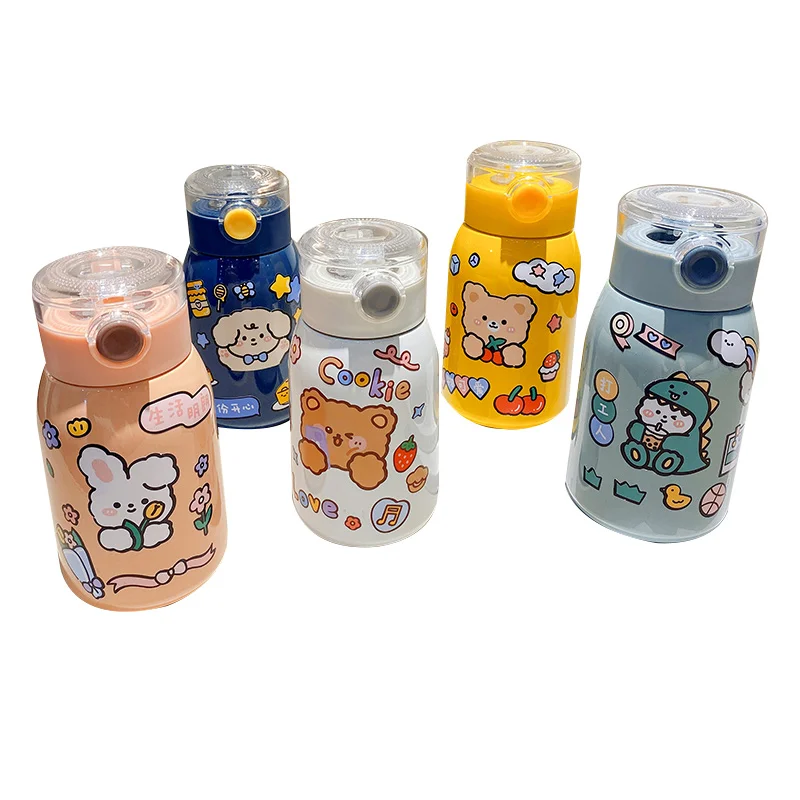 Милый термос большой емкости, кружка с большим животом, соломенная чашка, новинка 2021, Женский студенческий, яркий портативный термос с защитой от падения, чайник