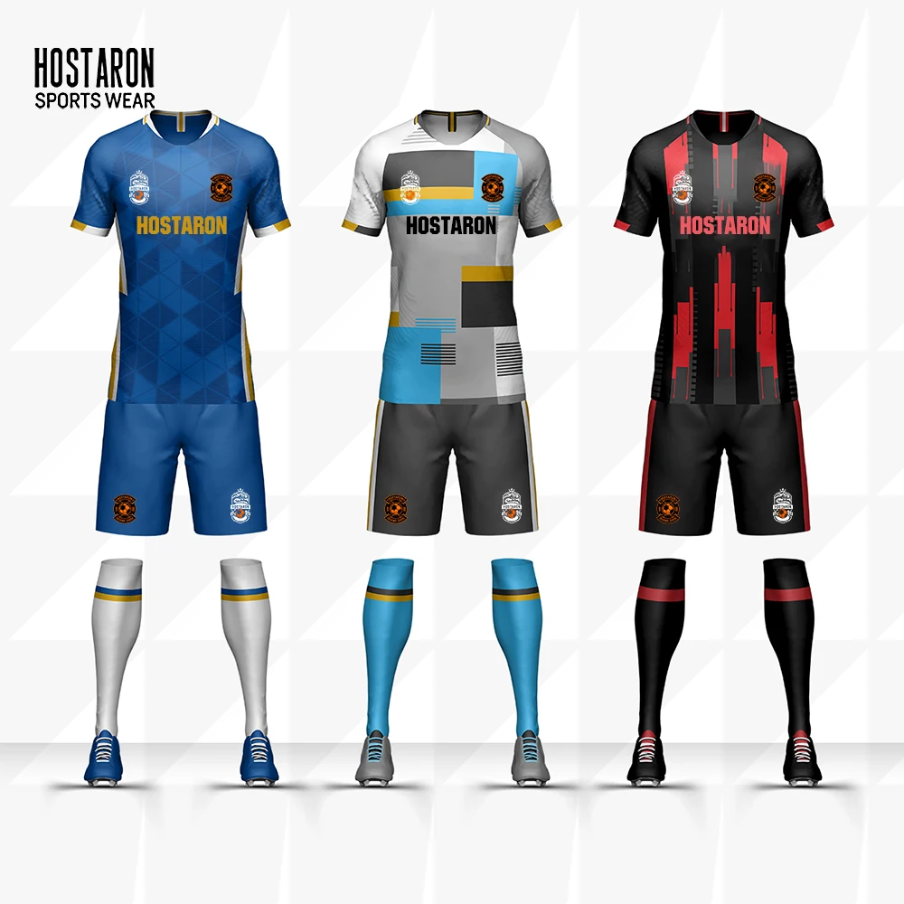 HOSTARON Custom Full Sublimation Polyester Men Black And White Soccer Jersey Shirt Breathable Short Sleeve Football club T shirt