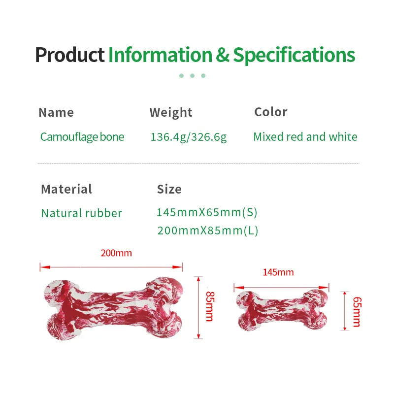 Hot wholesale in stock colorful rubber artificial large small bone  interactive chewing pet toy dog Toys