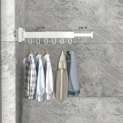 Wall Mounted Trifold Folding Clothes Drying Retractable Indoor Space Aluminum Punching Dry Cloth Rack Laundry Clothes Hangers
